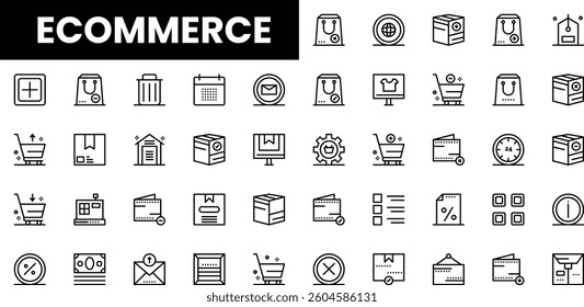 A collection of line icons representing various eCommerce concepts and tools.