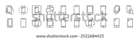 Collection of Line Icons of Smartphone. Editable Stroke. Minimalistic Linear Pictogram for Design of Cards, Apps, Banners, Posts