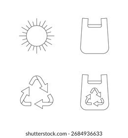 Colección de íconos de línea para residuos, plástico y reciclaje