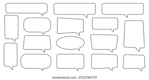 Collection of line speech bubble, speech balloon, chat bubble.