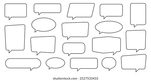 Collection of line speech bubble, speech balloon, chat bubble.