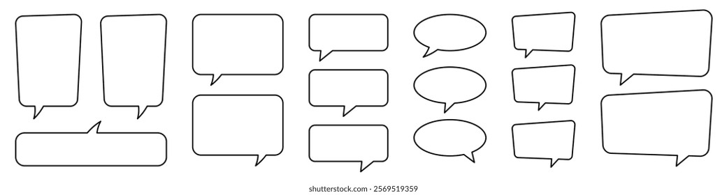 Collection of line speech bubble, speech balloon, chat bubble.