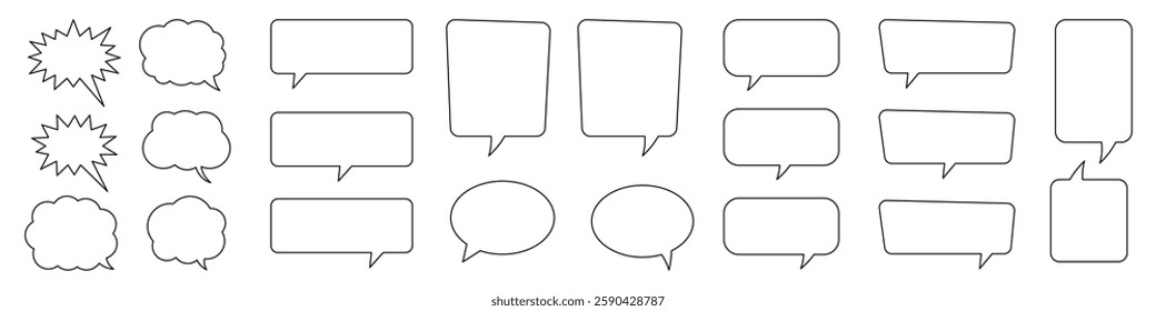 Collection of line speech bubble, line speech balloon, chat bubble.