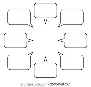 Collection of line speech bubble, speech balloon, chat bubble.