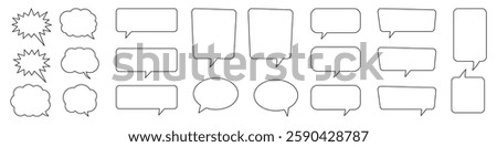Collection of line speech bubble, line speech balloon, chat bubble.