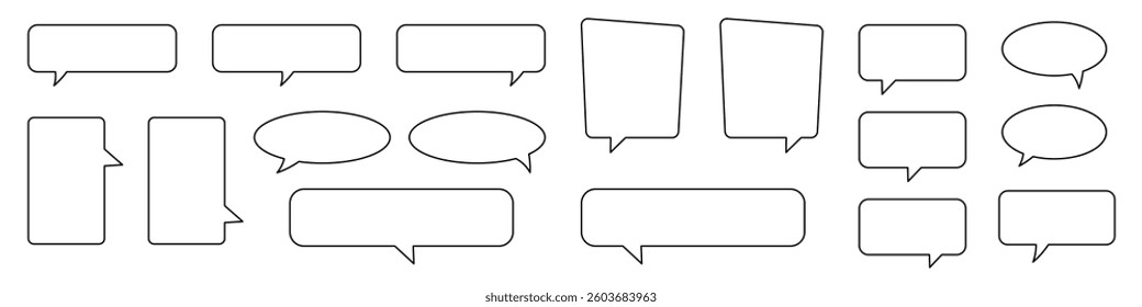 Collection of line speech bubble, ounline speech balloon, chat bubble.