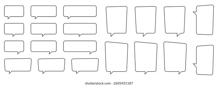 Collection of line speech bubble, ounline speech balloon, chat bubble.
