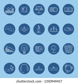 Collection of line vector icons with different symbols of business processes. Set of business icons. Graphic design elements for packaging, apps, website, advertising, poster and brochure
