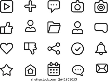 Collection of Lineal Icons for Social Media and Interface Design	