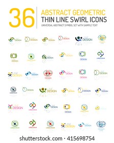 Kollektion von linearen abstrakten Logos - abstrakte universelle Formen in Wellen und Kreisen - saubere, moderne geometrische Symbole, Markenzeichen-Firmensymbolen und Unternehmensidentität