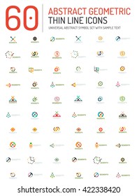 Collection of linear business logos abstract universal shapes - clean modern geometric symbols, branding logotype company emblem ideas and business identity