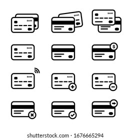 Collection of linear credit card vector icons. Transactions and payments.