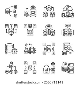 Collection of Linear Database Optimization Icons 

