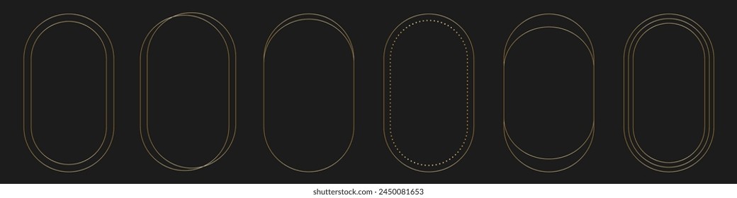 Collection of linear golden minimalistic aesthetic frame vector illustration