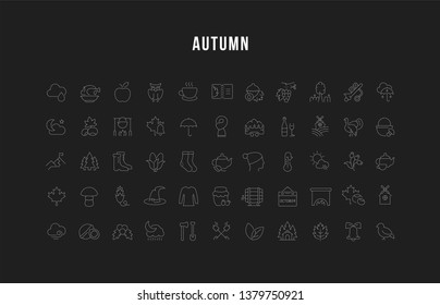 Collection linear icons of autumn. 