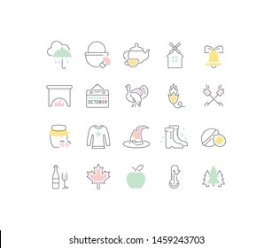 Collection linear icons of autumn.