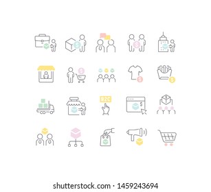 Collection linear icons of b2c.
