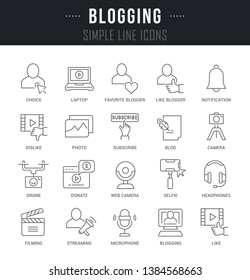 Collection linear icons of blogging with names. Collection linear icons of blogging with names.