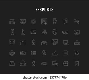 Collection linear icons of e-sports.