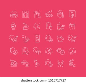 Collection of linear icons of health and beauty industry on a colorful background 