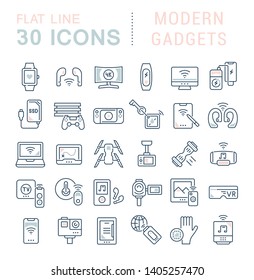 Collection linear icons of modern gadgets for modern concepts, web and apps.