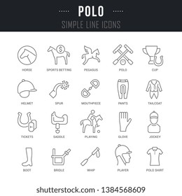 Collection linear icons of polo with names. 
