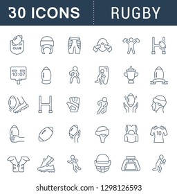 Collection linear icons of rugby for modern concepts, web and apps.