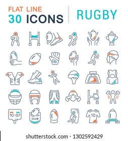 Collection linear icons of rugby for modern concepts, web and apps.