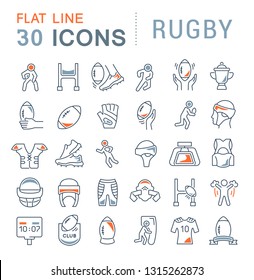 Collection linear icons of rugby for modern concepts, web and apps.