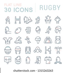 Collection linear icons of rugby for modern concepts, web and apps.