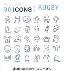 Collection linear icons of rugby for modern concepts, web and apps.