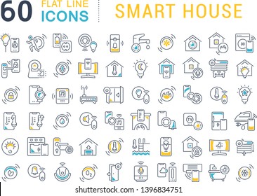 Collection linear icons of smart house for modern concepts, web and apps.