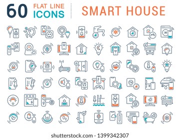 Collection linear icons of smart house for modern concepts, web and apps.