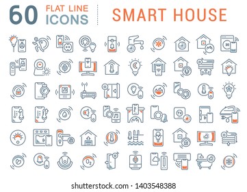 Collection linear icons of smart house for modern concepts, web and apps.