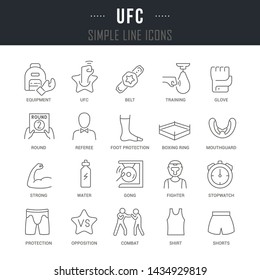 Collection linear icons of ufc with names.