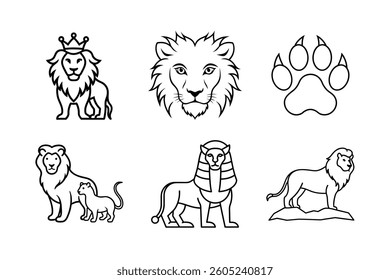 Collection of Linear Lion Illustrations