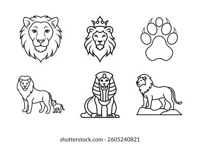 Collection of Linear Lion Illustrations
