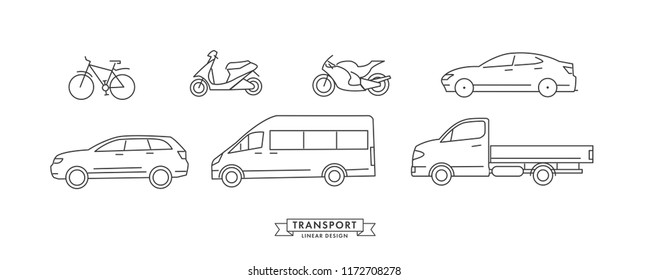 collection of linear means of transport with wheels