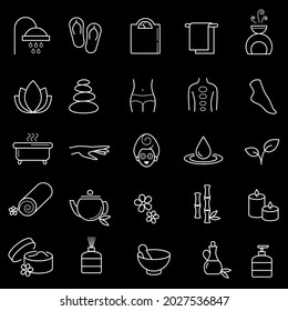 Collection of linear, modern style spa, wellness icons. Vector art.	
