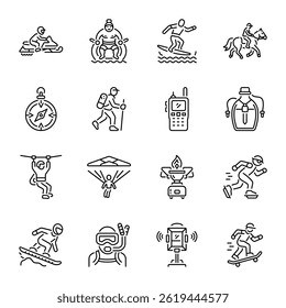 Collection of Linear Style Adventure Activities Icons 

