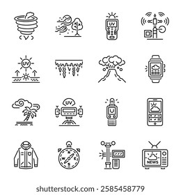 Collection of Linear Style Atmospheric Icons 

