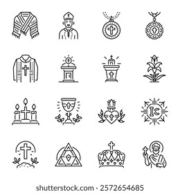 Collection of Linear Style Church Icons 

