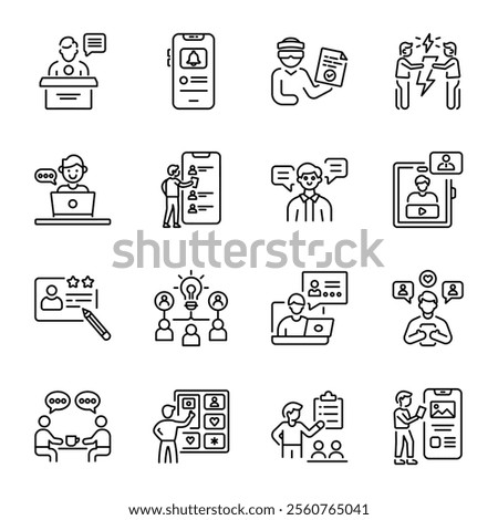 Collection of Linear Style Communication Icons

