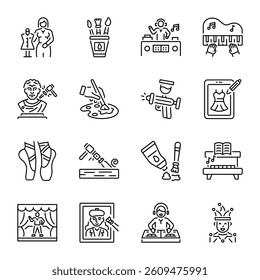 Collection of Linear Style Creative Designing Icons 

