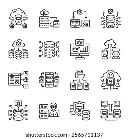Collection of Linear Style Database Icons 

