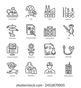 Collection of Linear Style Eco Technology Icons 

