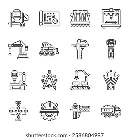 Collection of Linear Style Engineering Icons 

