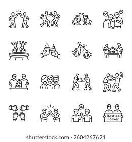 Collection of Linear Style Friendship Icons 

