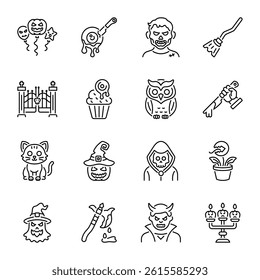Collection of Linear Style Haunted Icons 

