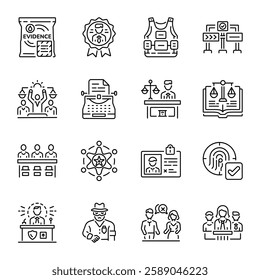 Collection of Linear Style Law Enforcement Icons 

